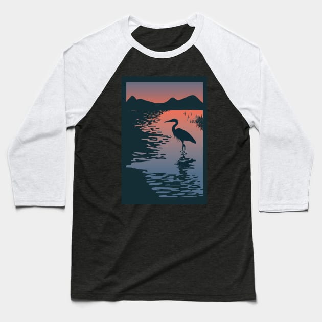 Meditation on the Heron Baseball T-Shirt by divafern